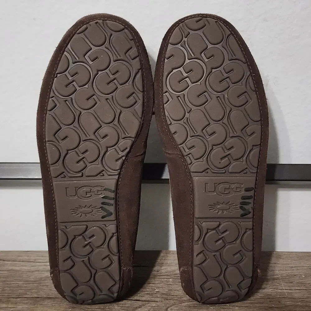 UGG Olsen Men's Suede Shearling Lined Moccasin Slippers Shoes Size 10 Brown - Picture 6 of 9